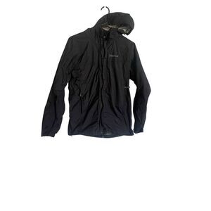 Marmot Mens Black Nylon Full Zip Hooded Windbreaker Jacket Size Small